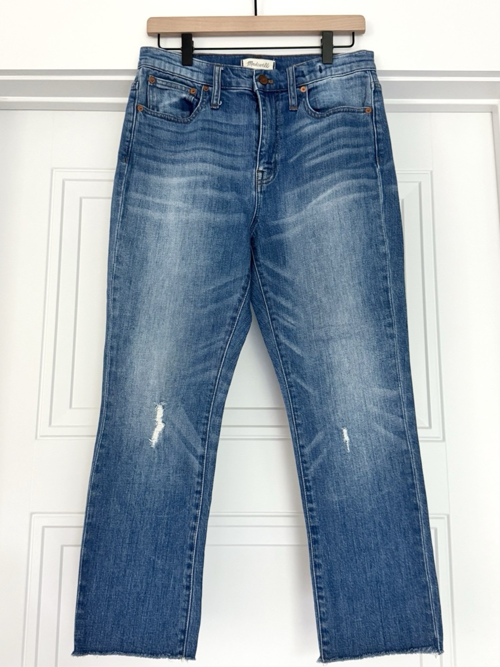 Madewell The High-Rise Slim Crop Boyfriend Distressed Blue Jeans, Size 26
